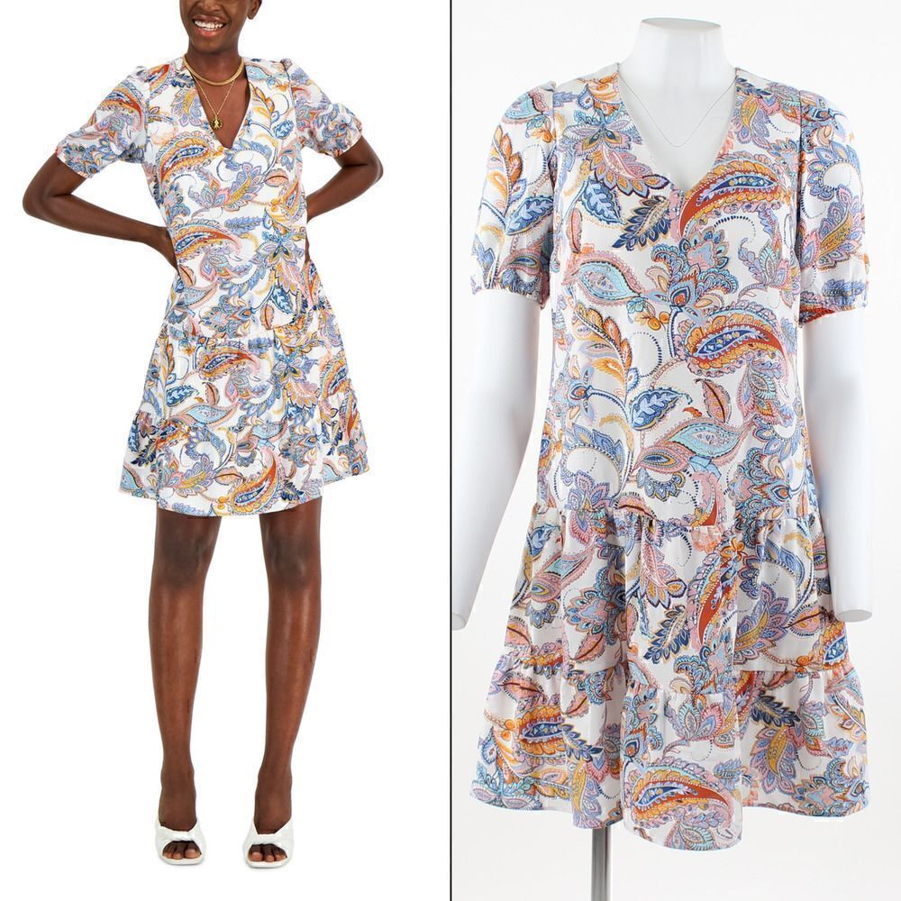 INC International Concepts  Printed V-Neck Shift Dress
